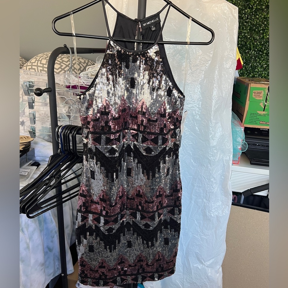 Sequin Halter Dress